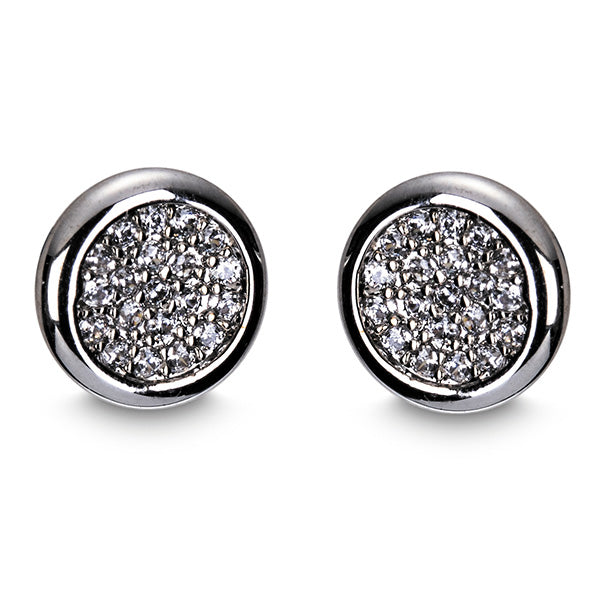 Newgrange Living Silver Diamante Round Earrings - 72785