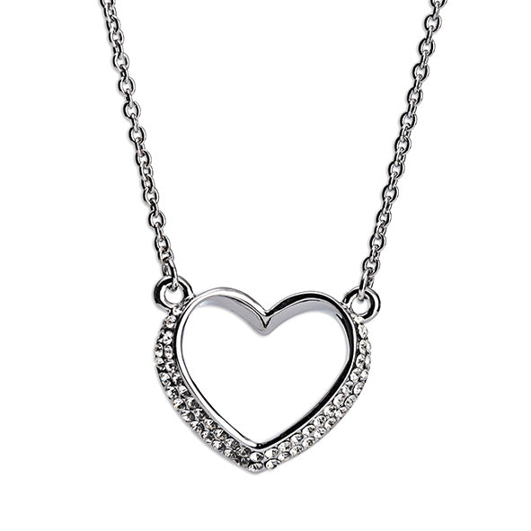 Newgrange Living Silver Diamante Heart Necklace - 72762
