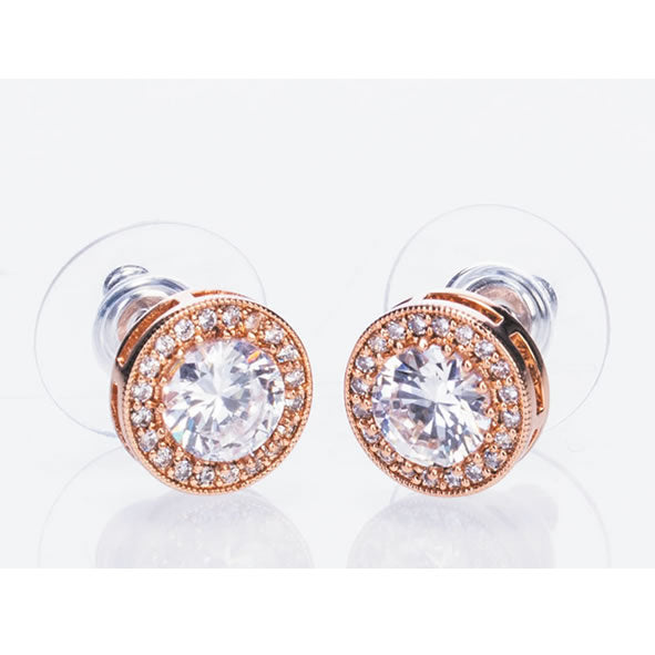 Newgrange Living Rose Gold White Stone & Diamante Earrings - 72834