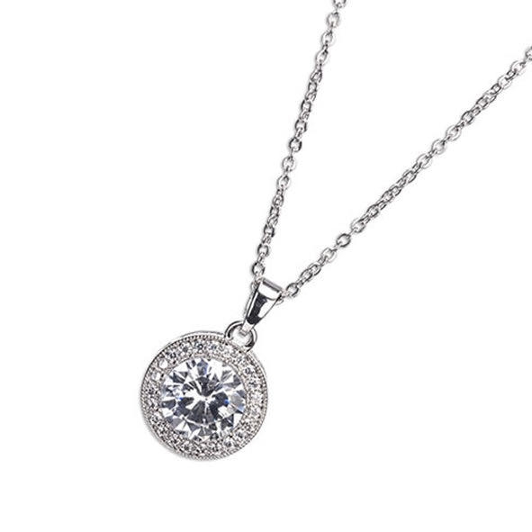 Newgrange Living Silver White Stone & Diamante Pendant Necklace - 72772