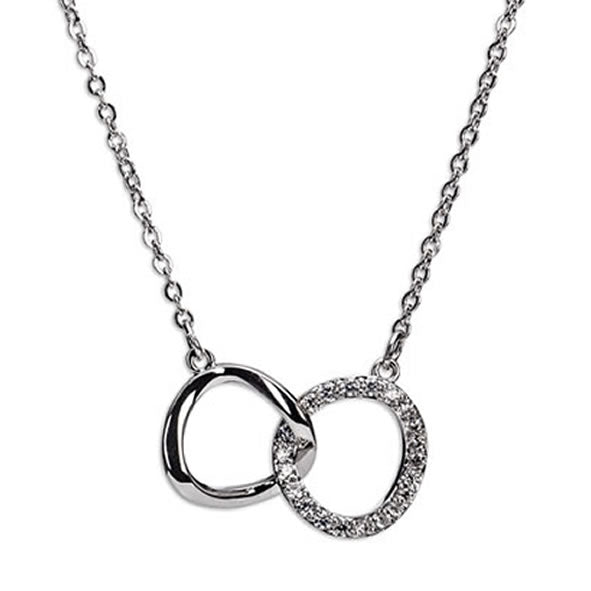 Newgrange Living Silver Interlocking Diamante Rings Necklace - 72781