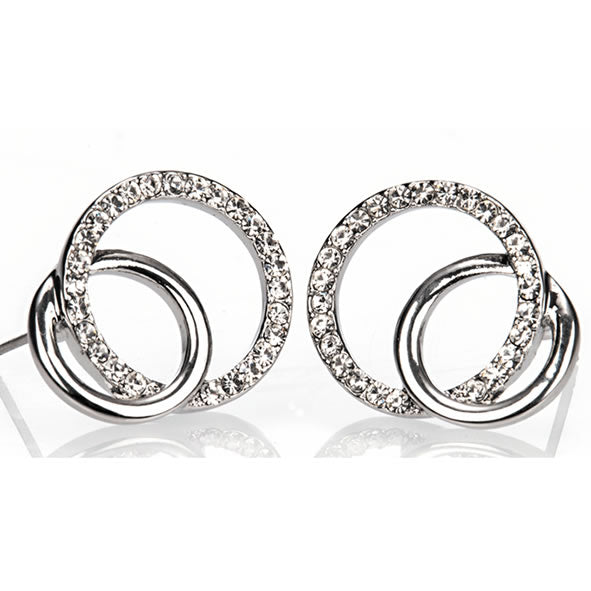 Newgrange Living Silver Diamante Loop Earrings - 72787