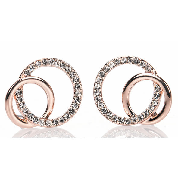 Newgrange Living Rose Gold Diamante Loop Earrings - 72830