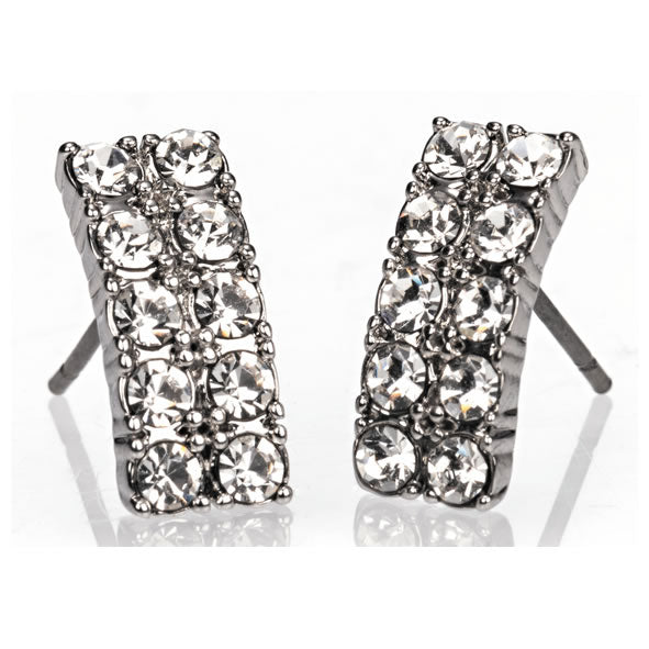 Newgrange Living Silver Diamante Bar Earrings - 72775