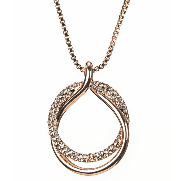 Newgrange Living Rose Gold Diamante Loop Pendant - 72824