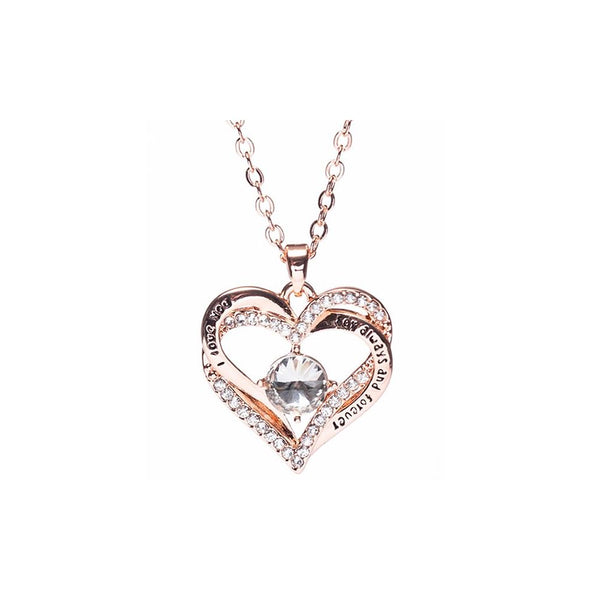 Newgrange Living Rose Gold Heart with Stone Pendant - 72831