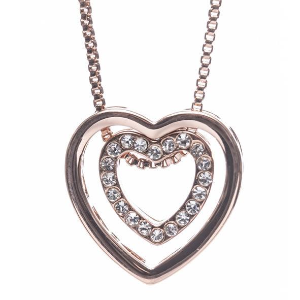 Newgrange Living Rose Gold Heart Intertwined Pendant Necklace - 72823