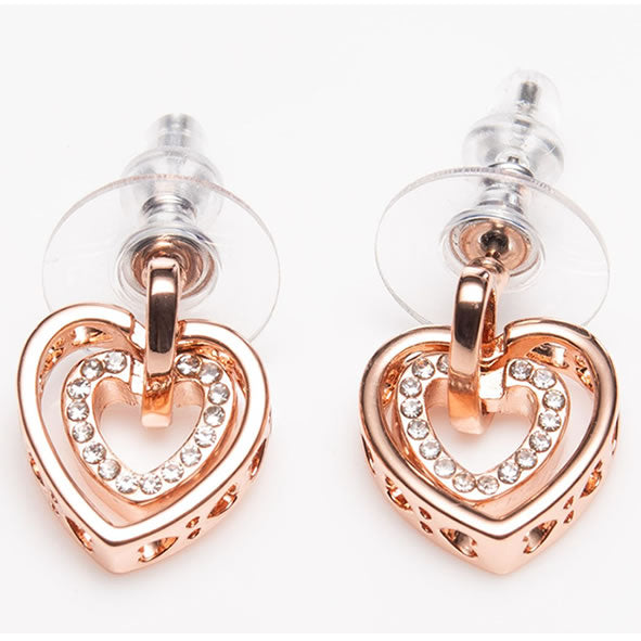 Newgrange Living Rose Gold Heart Intertwined Earrings - 72836