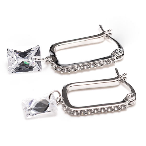 Newgrange Living Silver Square Diamond Earrings - 727100