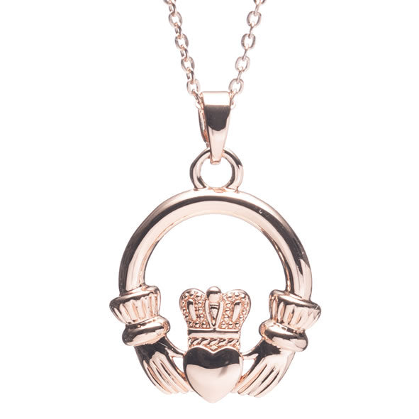 Newgrange Living Rose Gold Claddagh Pendant Necklace - 728090