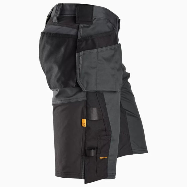 Snickers 6151 AllroundWork Stretch Loose Fit Work Shorts Holster Pockets Grey/Black