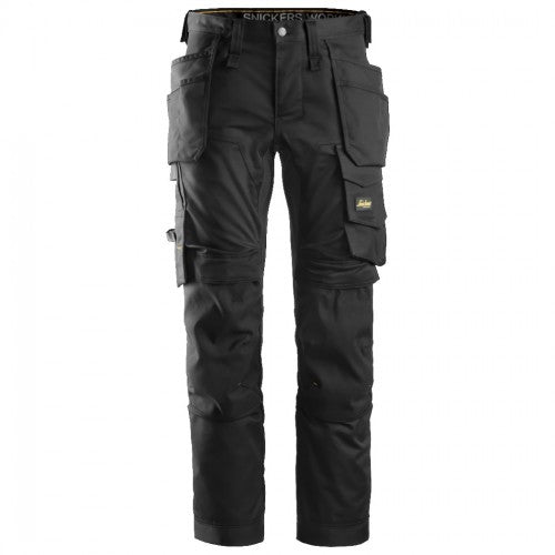 Snickers 6241 AllroundWork Stretch Trousers in Slim Fit Holster Pockets in Black