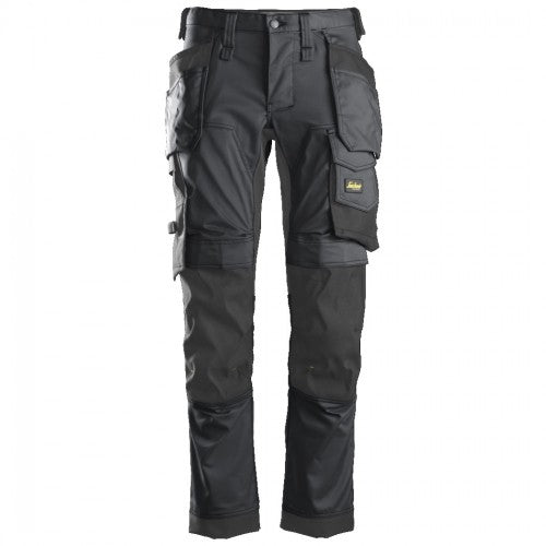 Snickers 6241 AllroundWork Stretch Trousers in Slim Fit Holster Pockets in Steel Grey/Black 5804