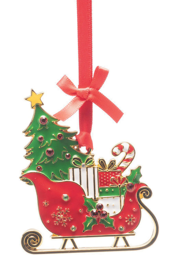 NEWGRANGE LIVING SLEIGH & TREE HANGING DECORATION - 661372