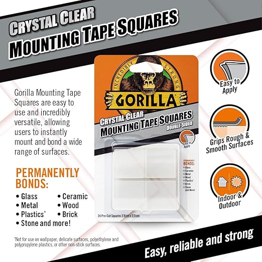 2.5CM GORILLA CLEAR MOUNTING SQUARES - 8000080