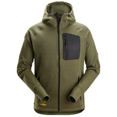 SNICKERS 8041 KHAKI GREEN/BLACK FLEECE HOODIE