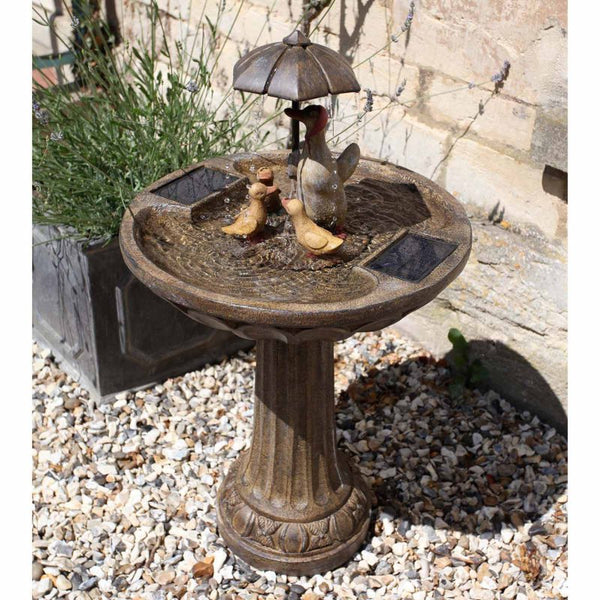 Solar Powered Duck Family Fountain - 391145