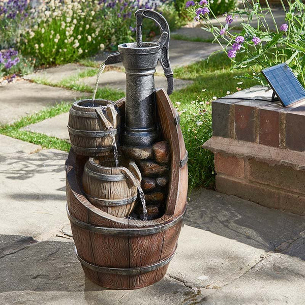 Solar Whisky Barrels Cascade Fountain - 3902123