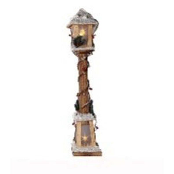 Wood Effect Snowy Frosted Lampost - 66472