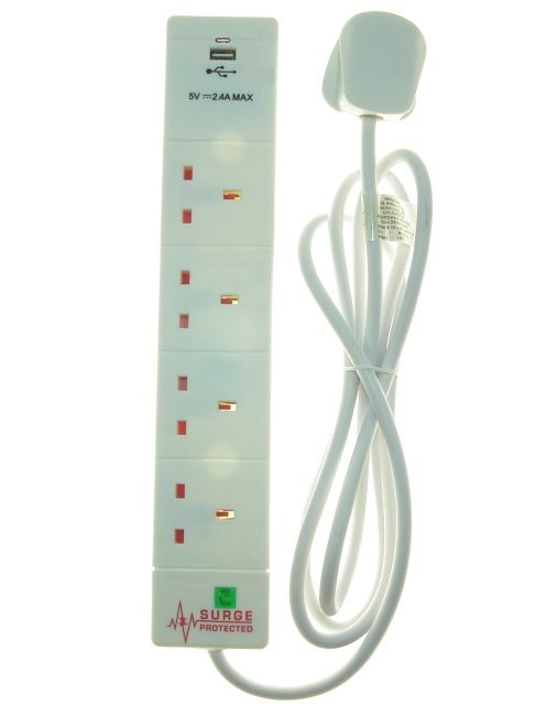 4 GANG 2MT LEAD WITH USB - 6202161