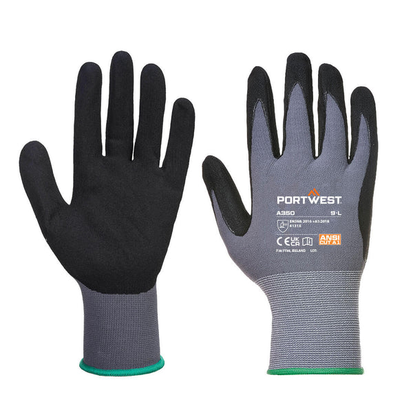 PORTWEST A350 Grip 15 Nitrile Sandy Glove Black
