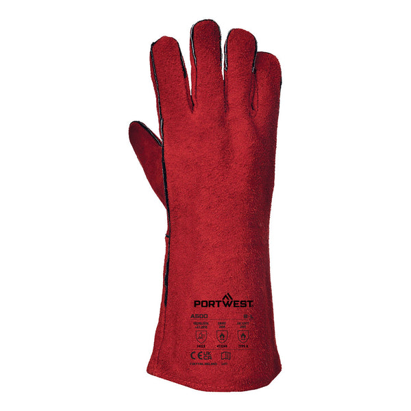 Portwest A500 - Welders 210 Split Leather Red Gauntlet - 67783