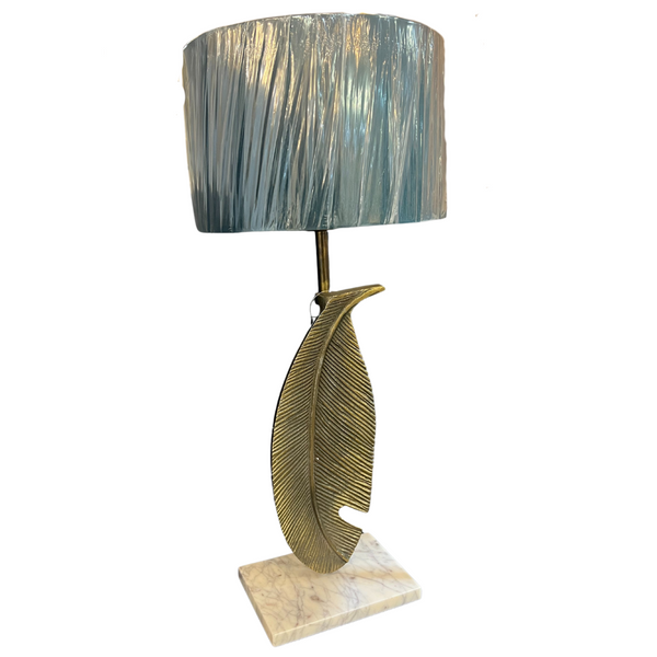 Artmoda Blue Shade with Gold Feather Base Lamp - 641202