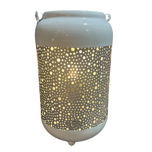 Artmoda White and Silver Lantern Table Lamp - 641206
