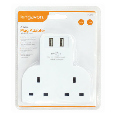 2 WAY PLUG ADAPTER WITH 2 USB PORTS - 62561
