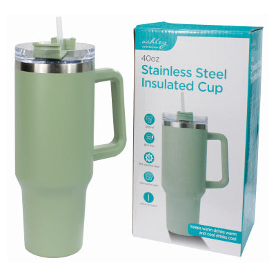 STAINLESS STEEL INSULATED 40OZ CUP WITH STRAW - 649217
