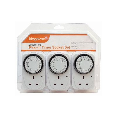 3PC 24 HOUR PLUG IN TIMER SOCKET SET - 62005