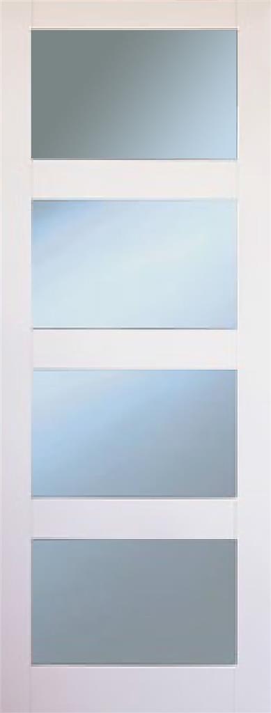 B&G Kirkland 4 Panel Clear Glass White Primed Shaker Door