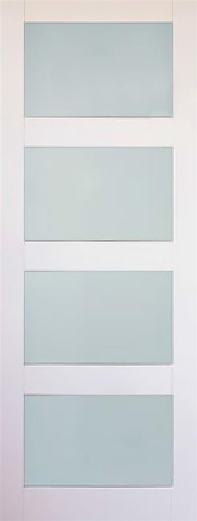 B&G Kirkland 4 Panel Etched Glass White Primed Shaker Door