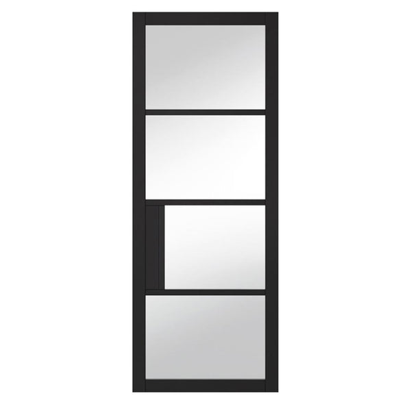 B&G Vista Portland 4 Panel Clear Glass Black Primed Door