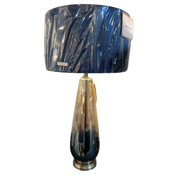 Blue & Gold Glass Base Table Lamp - 6421226