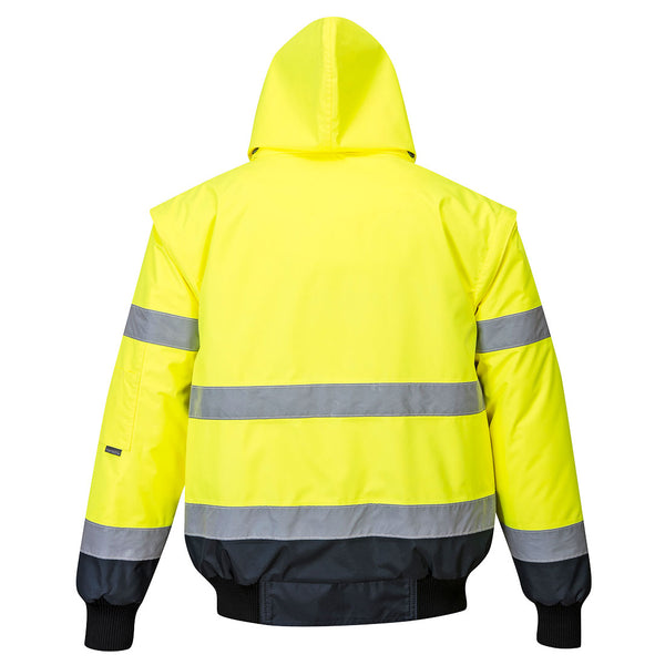 Portwest C465 Hi-Vis 3-in-1 Contrast Bomber Jacket Yellow/Navy