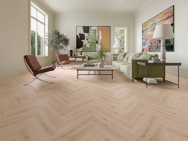WHITERIVER MILANO HERRINGBONE 12MM AC5 CAMPAGNA OAK LAMINATE FLOORING
