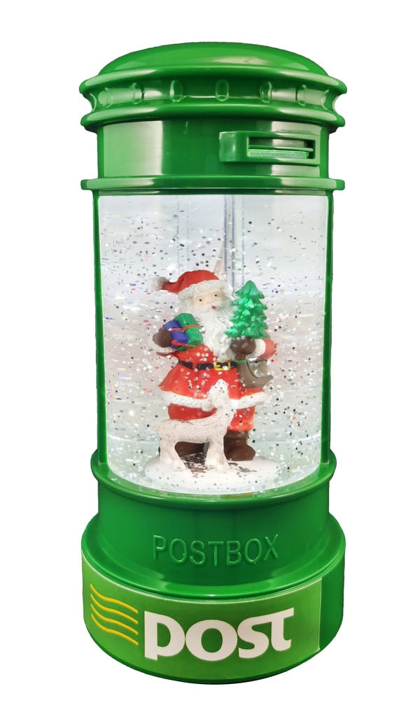 GREEN SANTA POST BOX WATER SPINNER - 66787