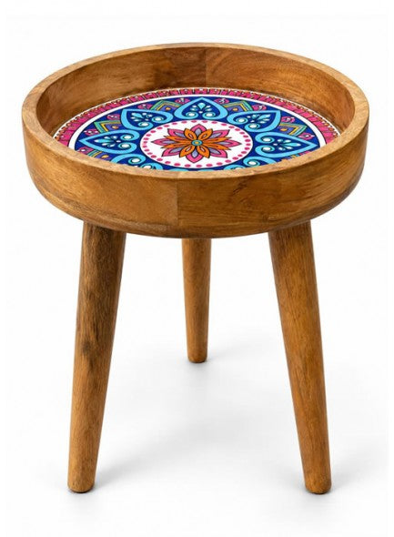 The Grange Collection Wood/Blue Side Table - 640578
