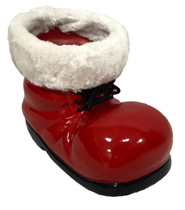 RED FUR BOOT PLANTER - 66788