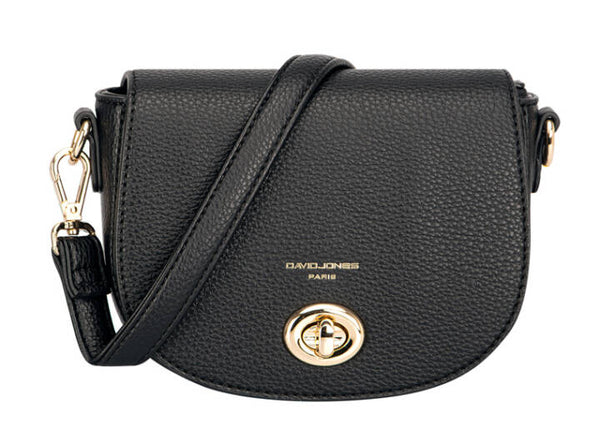 DAVID JONES BLACK SMALL SHOULDER BAG W/TURNLOCK - 721708
