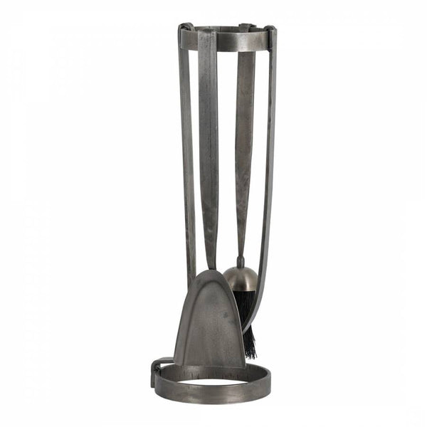 Curved Fireside Companion Set In Antique Pewter - 4113