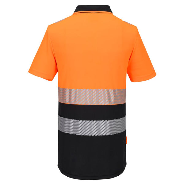 Portwest DX435 Hi-Vis Zip Polo Shirt Orange/Black