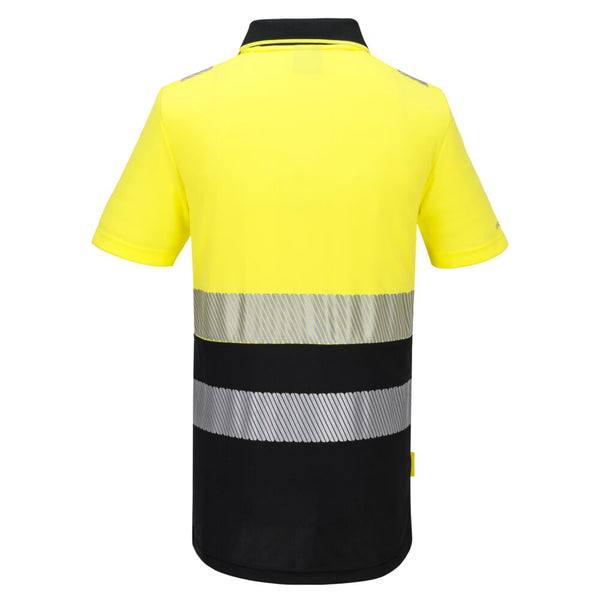 Portwest DX435 Hi-Vis Zip Polo Shirt Yellow/Black