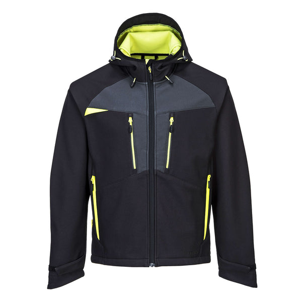 Portwest DX474 Hooded Softshell Black & Yellow