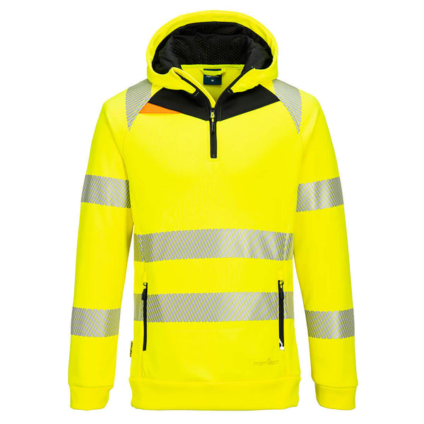 Portwest DX482 Hi-Vis 1/4 Zip Hoodie Yellow/Black
