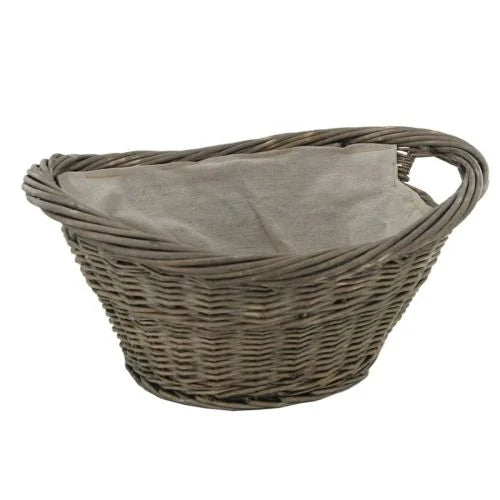 De Vielle Grey Oval Wicker Basket - 649518