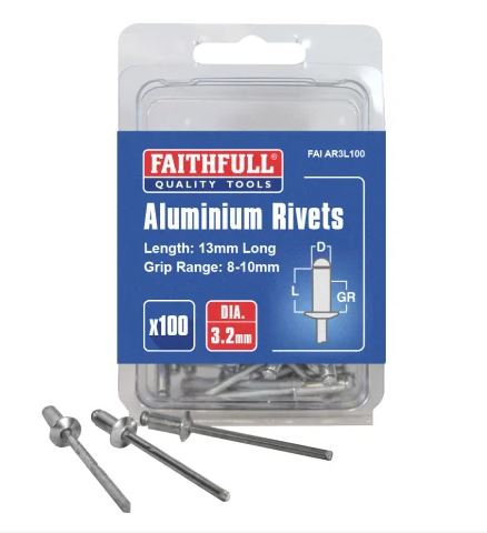 Faithfull Aluminium Rivets 3.2 x 13mm 100pk - 576033