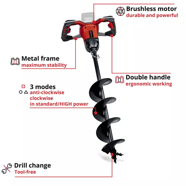 Einhell Power X-Change 18V Cordless Brushless Earth Auger Bare - 393464