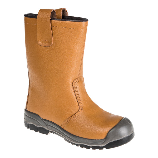 Portwest FW13 Steel Action Leather Rigger Boot S1P SR Tan